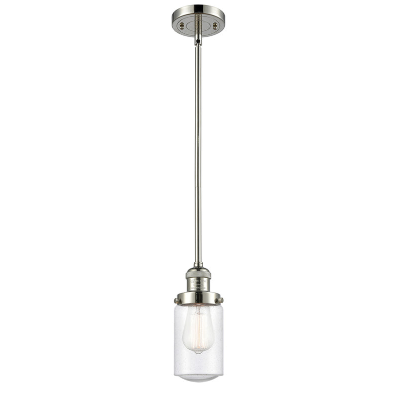 Dover Mini Pendant shown in the Polished Nickel finish with a Seedy shade