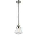 Olean Mini Pendant shown in the Polished Nickel finish with a Clear shade