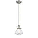 Olean Mini Pendant shown in the Polished Nickel finish with a Seedy shade