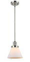 Innovations Lighting Large Cone 1-100 watt 8 inch Polished Nickel Mini Pendant with Matte White Cased glass and Solid Brass Hang Straight Swivel 201SPNG41