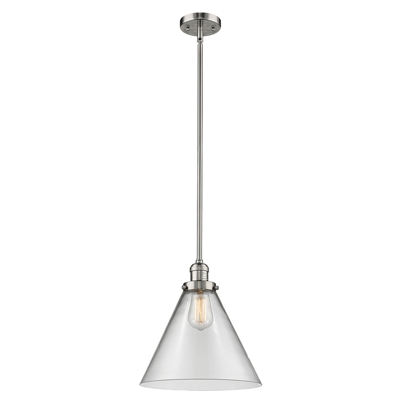 Cone Mini Pendant shown in the Polished Nickel finish with a Clear shade