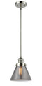 Innovations Lighting Large Cone 1-100 watt 8 inch Polished Nickel Mini Pendant with Smoked glass and Solid Brass Hang Straight Swivel 201SPNG43