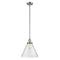 Cone Mini Pendant shown in the Polished Nickel finish with a Seedy shade