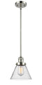 Innovations Lighting Large Cone 1-100 watt 8 inch Polished Nickel Mini Pendant with Seedy glass and Solid Brass Hang Straight Swivel 201SPNG44