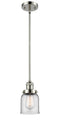 Innovations Lighting Small Bell 1-100 watt 5 inch Polished Nickel Mini Pendant with Clear glass and Solid Brass Hang Straight Swivel 201SPNG52