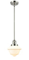 Innovations Lighting Small Oxford 1-100 watt 8 inch Polished Nickel Mini Pendant with Matte White Cased glass and Solid Brass Hang Straight Swivel 201SPNG531
