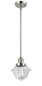 Innovations Lighting Small Oxford 1-100 watt 8 inch Polished Nickel Mini Pendant with Clear glass and Solid Brass Hang Straight Swivel 201SPNG532