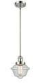 Innovations Lighting Small Oxford 1-100 watt 8 inch Polished Nickel Mini Pendant with Seedy glass and Solid Brass Hang Straight Swivel 201SPNG534
