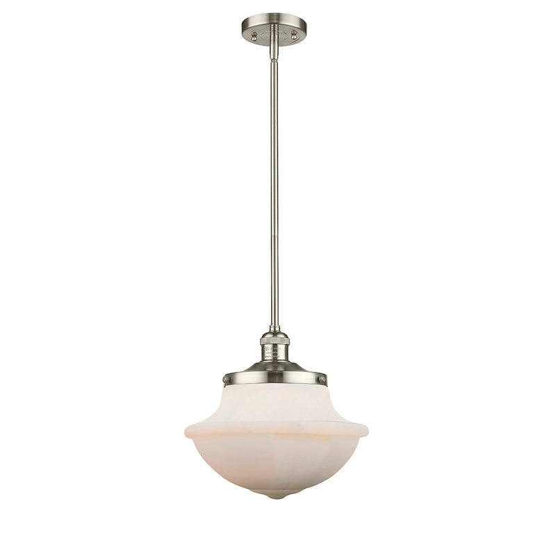 Oxford Mini Pendant shown in the Polished Nickel finish with a Matte White shade