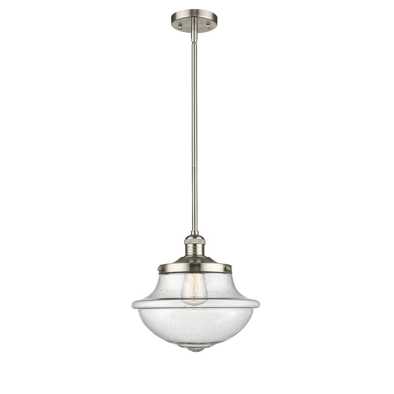 Oxford Mini Pendant shown in the Polished Nickel finish with a Seedy shade