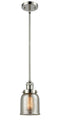 Innovations Lighting Small Bell 1-100 watt 5 inch Polished Nickel Mini Pendant with Silver Plated Mercury glass and Solid Brass Hang Straight Swivel 201SPNG58