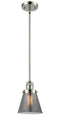 Innovations Lighting Small Cone 1-100 watt 6 inch Polished Nickel Mini Pendant with Smoked glass and Solid Brass Hang Straight Swivel 201SPNG63