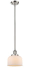 Innovations Lighting Large Bell 1-100 watt 8 inch Polished Nickel Mini Pendant with Matte White Cased glass and Solid Brass Hang Straight Swivel 201SPNG71