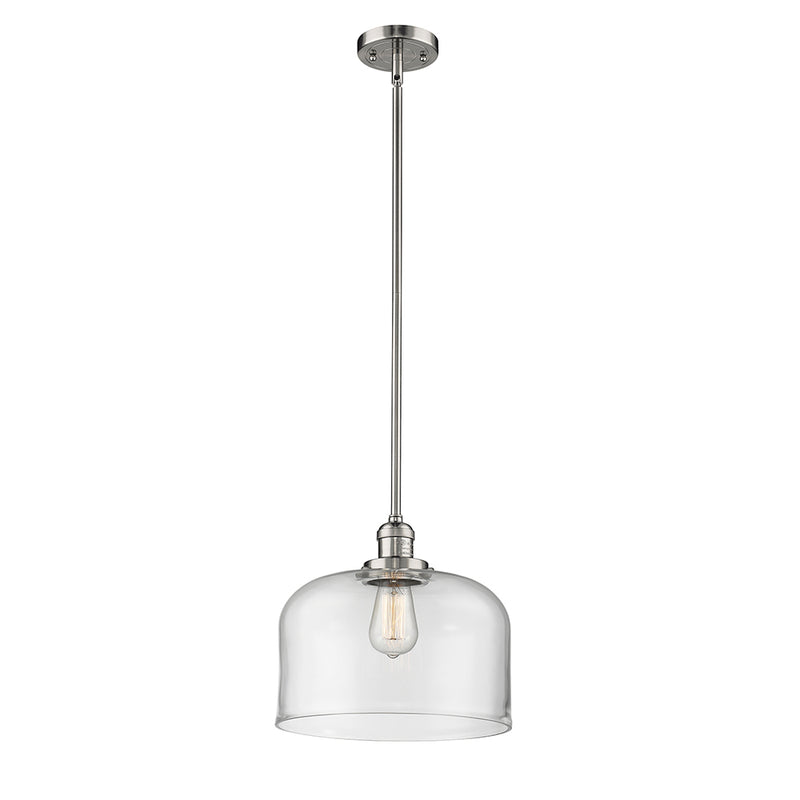 Bell Mini Pendant shown in the Polished Nickel finish with a Clear shade