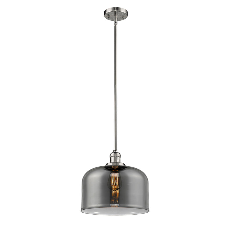 Bell Mini Pendant shown in the Polished Nickel finish with a Plated Smoke shade