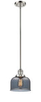Innovations Lighting Large Bell 1-100 watt 8 inch Polished Nickel Mini Pendant with Smoked glass and Solid Brass Hang Straight Swivel 201SPNG73