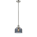 Bell Mini Pendant shown in the Polished Nickel finish with a Plated Smoke shade