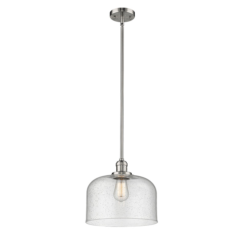 Bell Mini Pendant shown in the Polished Nickel finish with a Seedy shade