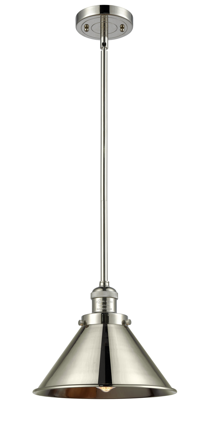 Innovations Lighting Briarcliff 1-100 watt 10 inch Polished Nickel Mini Pendant with Polished Nickel Briarcliff shades and Solid Brass Hang Straight Swivel 201SPNM10PN