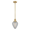 Geneseo Mini Pendant shown in the Satin Gold finish with a Clear Crackled shade