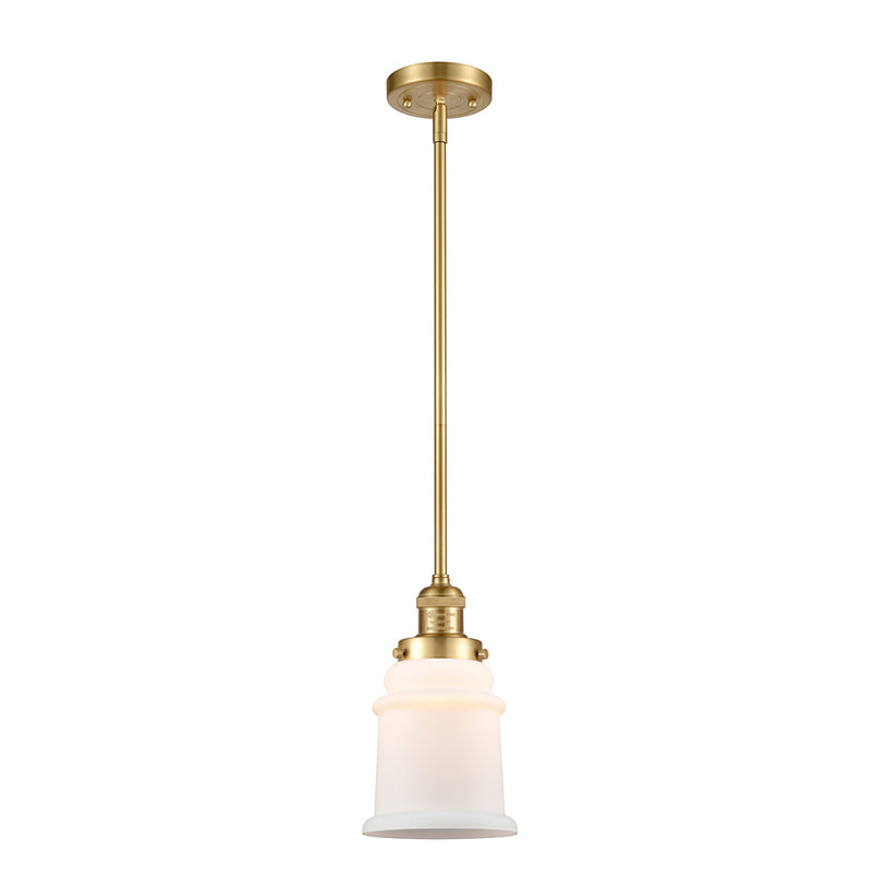 Canton Mini Pendant shown in the Satin Gold finish with a Matte White shade