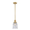 Canton Mini Pendant shown in the Satin Gold finish with a Seedy shade