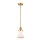Bellmont Mini Pendant shown in the Satin Gold finish with a Matte White shade
