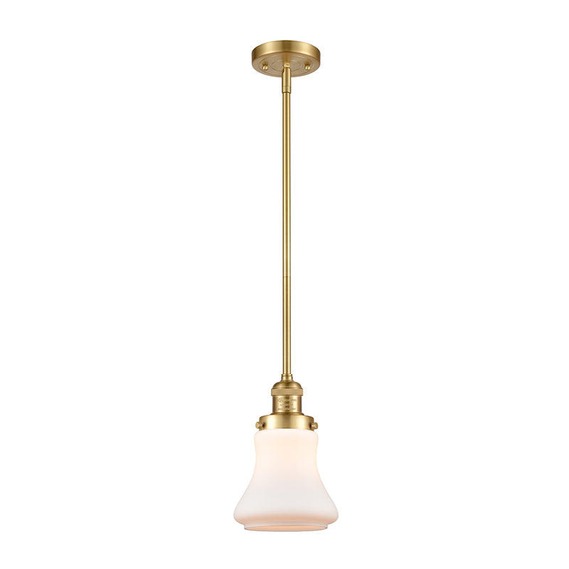 Bellmont Mini Pendant shown in the Satin Gold finish with a Matte White shade