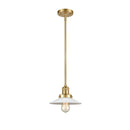 Halophane Mini Pendant shown in the Satin Gold finish with a Matte White Halophane shade