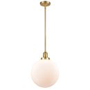 Beacon Mini Pendant shown in the Satin Gold finish with a Matte White shade