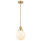 Beacon Mini Pendant shown in the Satin Gold finish with a Matte White shade