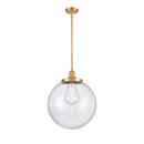 Beacon Pendant shown in the Satin Gold finish with a Clear shade