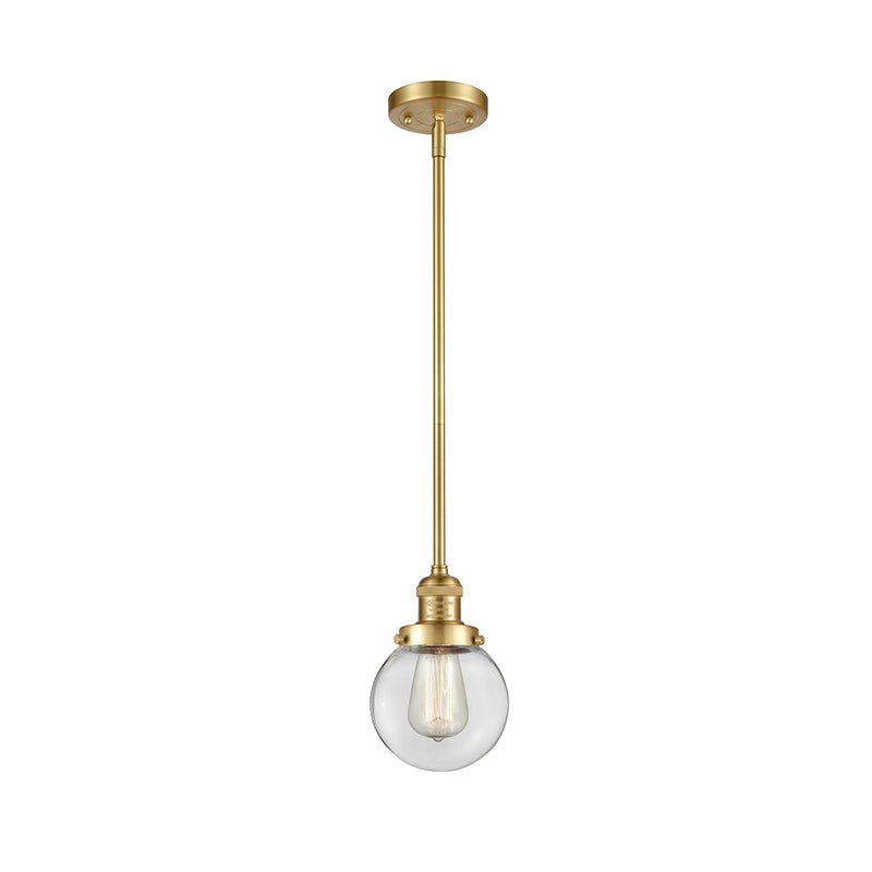 Beacon Mini Pendant shown in the Satin Gold finish with a Clear shade