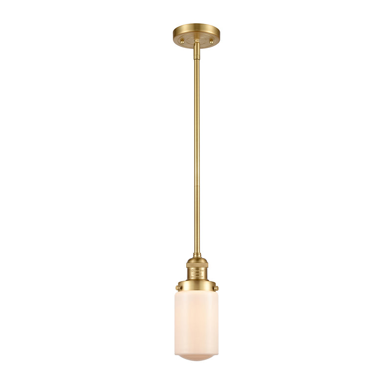 Dover Mini Pendant shown in the Satin Gold finish with a Matte White shade