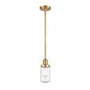 Dover Mini Pendant shown in the Satin Gold finish with a Seedy shade