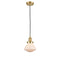 Olean Mini Pendant shown in the Satin Gold finish with a Matte White shade