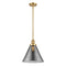 Cone Mini Pendant shown in the Satin Gold finish with a Plated Smoke shade