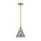 Cone Mini Pendant shown in the Satin Gold finish with a Plated Smoke shade