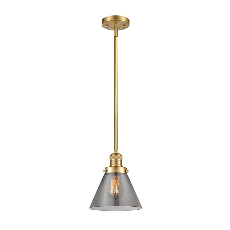 Cone Mini Pendant shown in the Satin Gold finish with a Plated Smoke shade