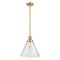 Cone Mini Pendant shown in the Satin Gold finish with a Seedy shade