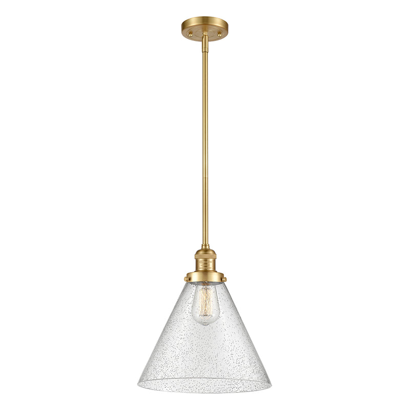 Cone Mini Pendant shown in the Satin Gold finish with a Seedy shade