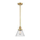 Cone Mini Pendant shown in the Satin Gold finish with a Seedy shade