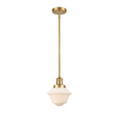 Oxford Mini Pendant shown in the Satin Gold finish with a Matte White shade