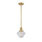 Oxford Mini Pendant shown in the Satin Gold finish with a Seedy shade