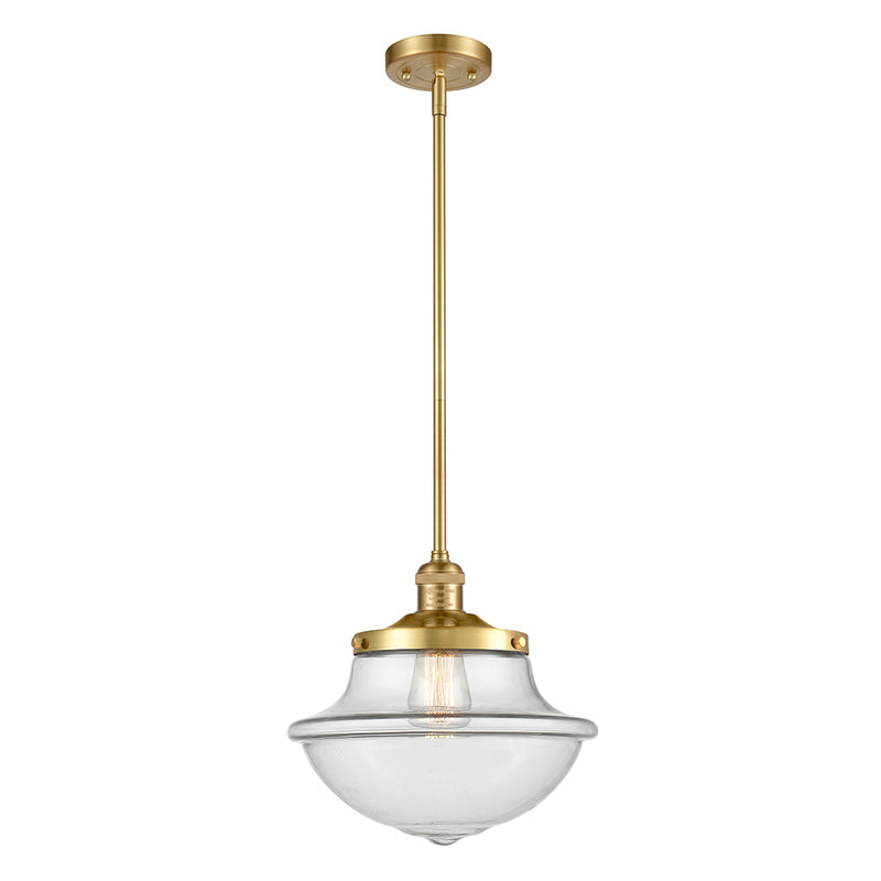 Oxford Mini Pendant shown in the Satin Gold finish with a Clear shade