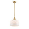 Bell Mini Pendant shown in the Satin Gold finish with a Matte White shade