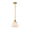 Bell Mini Pendant shown in the Satin Gold finish with a Matte White shade