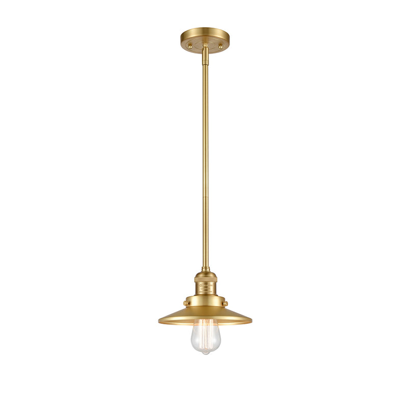 Railroad Mini Pendant shown in the Satin Gold finish with a Satin Gold shade