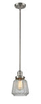 Innovations Lighting Chatham 1-100 watt 6 inch Brushed Satin Nickel Mini Pendant with Clear Fluted glass and Solid Brass Hang Straight Swivel 201SSNG142