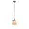 Fulton Mini Pendant shown in the Brushed Satin Nickel finish with a Matte White shade